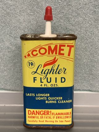 Collectible Vintage Comet Lighter Fluid 4 Oz Can - Handy Oiler - Oil Can - Empty