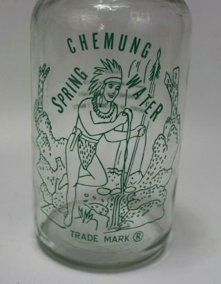 Vintage Chemung Spring Water Bottle 1/2 Gallon Jug Green Native Graphic 4