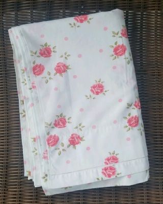 Vintage Cannon Monticello Twin Flat Sheet - Pink Roses