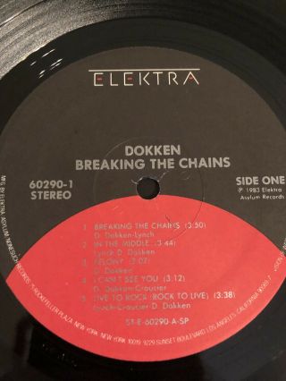 Dokken Breaking The Chains Vintage Vinyl (1983) 4