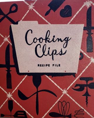 Vtg Diy Cookbook Recipe Binder Card Clip Organizer 1950 Red Black Mid - Century