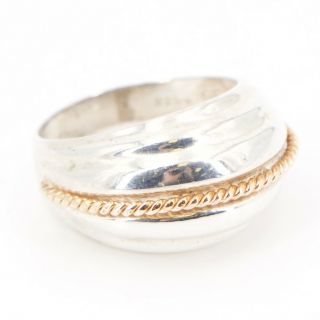 Vtg Sterling Silver & Gold Filled - Braided Tapered Band Ring Size 10 - 10.  5g