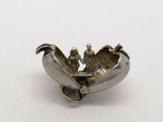 Vintage Sterling Silver Apple - Charm - Opens - Adam And Eve Inside.