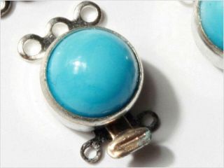 (5) Vintage Czech 3 Strand Silver Tone Blue Cabochon Necklace Clasp Closers