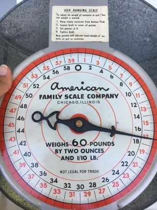 Vintage American Family Scale Co Chicago IL Hanging Scale Basket Store 60lb 3