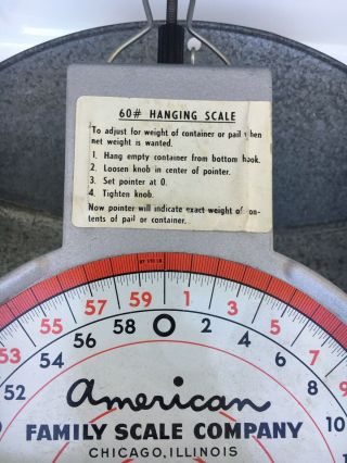 Vintage American Family Scale Co Chicago IL Hanging Scale Basket Store 60lb 4