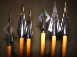 6 Vintage 1960’s Traditional Hilbre Broadhead Cedar Wood Arrows 11/32 " Shafts32 "