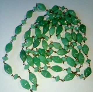 VINTAGE necklace green beads on delicate wires flapper 52 
