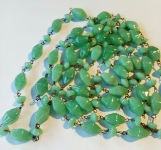 VINTAGE necklace green beads on delicate wires flapper 52 