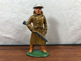 Vintage Wwi Doughboy Die - Cast Metal Toy Army Man Soldier Standing With Rifle
