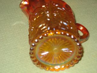 Vintage Large Marigold Carnival Glass Creamer in Dugan Maple Leaf Pattern 4