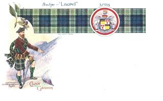 Vintage Postcard - Scotish Clan Graham,  Badge - Laurel,  Scotland