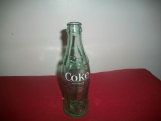 Vintage Green Coca - Cola Bottle 6 Oz - Searcy Arkansas White Pyro Bottle