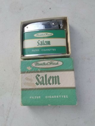 Vtg Salem Cigarette Menthol Fresh Lighter Advertising W/ Box Made In Japan
