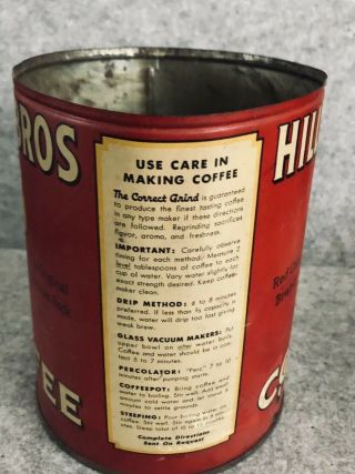 Vintage Hills Brothers Big 15 LB Coffee Can Tin with lid 1939 Tasting Arab logo 2