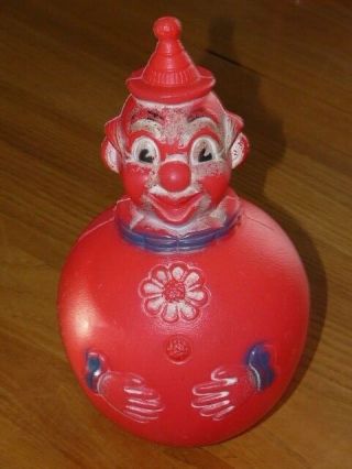 Vintage Circus Clown Rolly Polly Toy Plastic Musical Chime Wobble Regal Canada