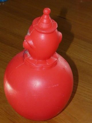 Vintage Circus Clown Rolly Polly Toy Plastic Musical Chime Wobble Regal Canada 3