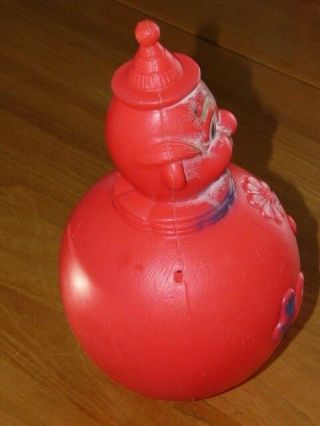 Vintage Circus Clown Rolly Polly Toy Plastic Musical Chime Wobble Regal Canada 4