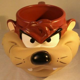 Vintage Warner Brothers 1992 Looney Tunes Taz Tazmanian Devil 3 - D Mug Cup