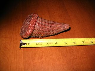 Horn of Plenty Cornucopia woven wicker 5 inches long vintage Thanksgiving 2