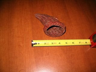 Horn of Plenty Cornucopia woven wicker 5 inches long vintage Thanksgiving 4