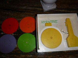 Vintage 1984 Sesame Street Fisher Price Music Record Player,  W/ 4 Records: