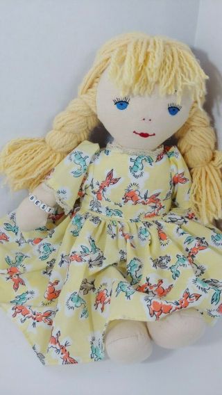 Lennon Sisters Vintage Cloth Rag Doll Best Pals Janet Blonde Hair Yellow Dress
