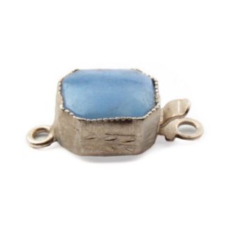1 Strand Necklace Clasp Closer Vintage Czech Blue Opaline Glass Rhinestone