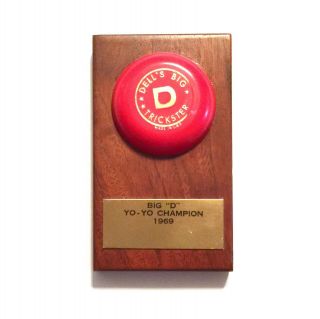 Vintage Dell’s Big D Trickster Yo - Yo Championship Plaque Trophy 1969