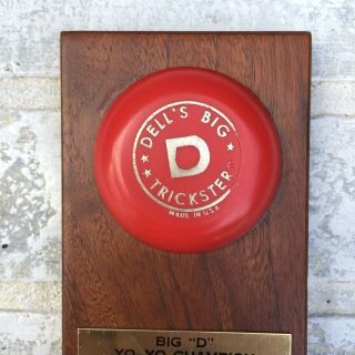 Vintage Dell’s Big D Trickster Yo - Yo Championship Plaque Trophy 1969 2