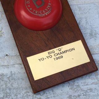 Vintage Dell’s Big D Trickster Yo - Yo Championship Plaque Trophy 1969 6
