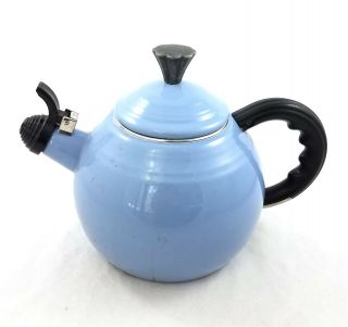 Vintage Homer Laughlin Fiesta Light Blue Enamelware Enamel Tea Pot Teapot Kettle