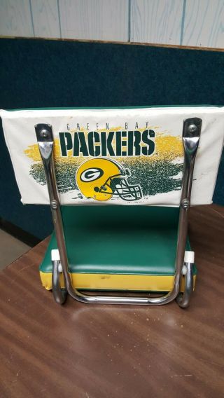 Vintage Nfl Green Bay Packers Padded Folding Stadium Chair Bleacher Seat 1996