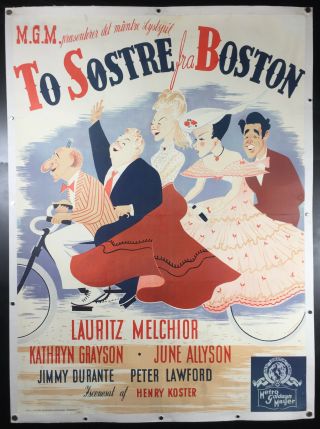 Vintage 1946 Two Sisters From Boston Jimmy Durante Denmark Linen Movie Poster