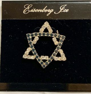 Eisenberg Ice Vintage Star Of David Hanukkah Brooch On Card