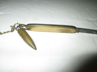 Vintage 1930s " Sturdy " Gold Pocket Knife Single Blade On Pocket Watch Chain