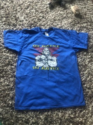 Wwf/wwe Wrestling Re - Print Vintage Sycho Sid Justice T - Shirt.  Size Medium Mens