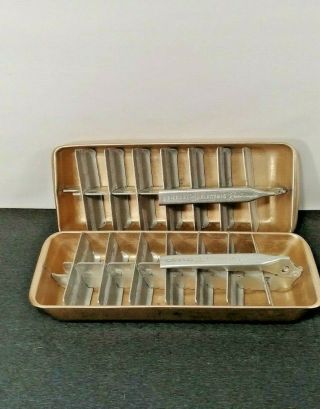 Two Vintage Mid - Century Ge General Electric Aluminum Metal Redi Cube Ice Trays