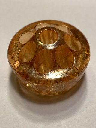 Vintage Flower Frog Carnival Marigold Amber Depression Glass 2 - 1/4 " 8 Holes 5a