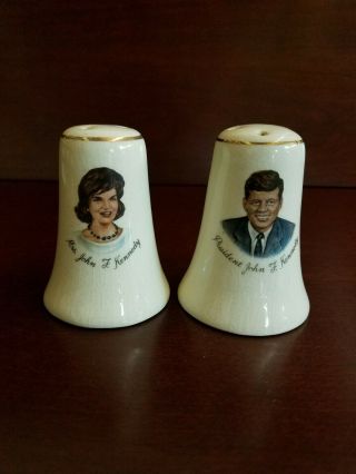 Vintage Salt And Pepper Shakers 1482 President & Mrs John F Kennedy Canisters