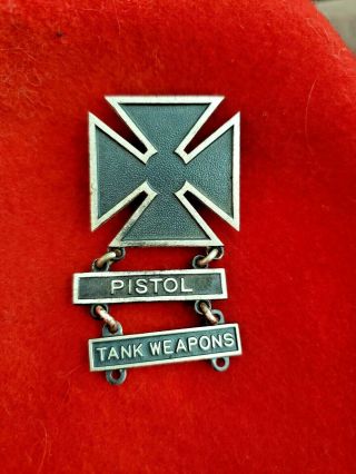 Vintage Us Army Vietnam War Tank Weapons Pistol Award Medal Badge Sterling