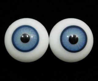 1 Pair 16mm Blue Antique Doll Glass Eyes Round Hand Blown Hollow Parts Repair