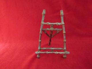 Vtg Gold Tone Bamboo Brass Easel Tabletop Display Holder,  5 1/8 " Tall
