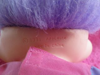 Vintage Applause Magic Trolls Purple Hair & Eyes Plush Doll Outfit Bow 11 
