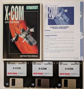 X - Com Ufo Defense Vintage Pc Game,  1994 Micro Prose 3.  5 Inch Disks And Manuals
