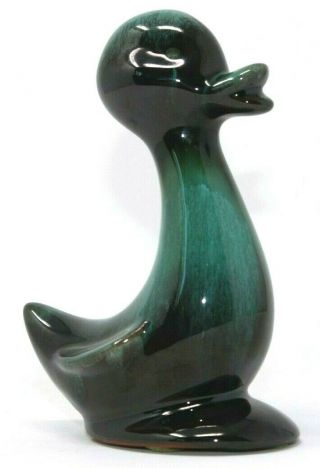 Vintage Mcm Blue Mountain Pottery Baby Duckling 5 1/4 ",  Blue Green Glaze Epoc