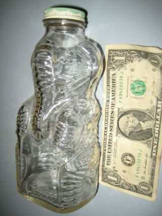 Vintage - Grapette Syrup Soda - Figural Glass Elephant Bottle Bank With Cap Lid