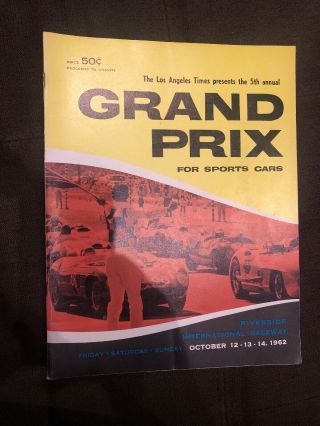 Rare 1962 Riverside International Raceway Grand Prix For Sports Cars Program Vtg