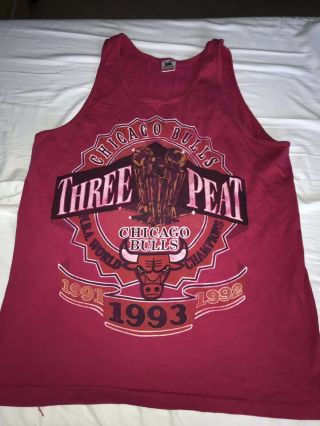 Vintage Chicago Bulls 1991 1992 1993 Nba Championship Tank Top Shirt 3 Peat
