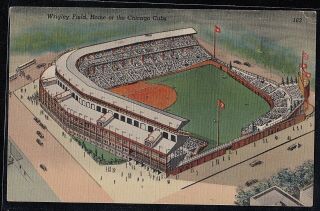 Vintage Postcard Wrigley Field,  Home Of The Chicago Cubs 1949